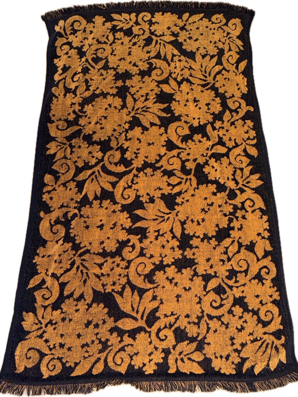 Vintage Floral Jacquard Towel in Black and Orange by Springmaid